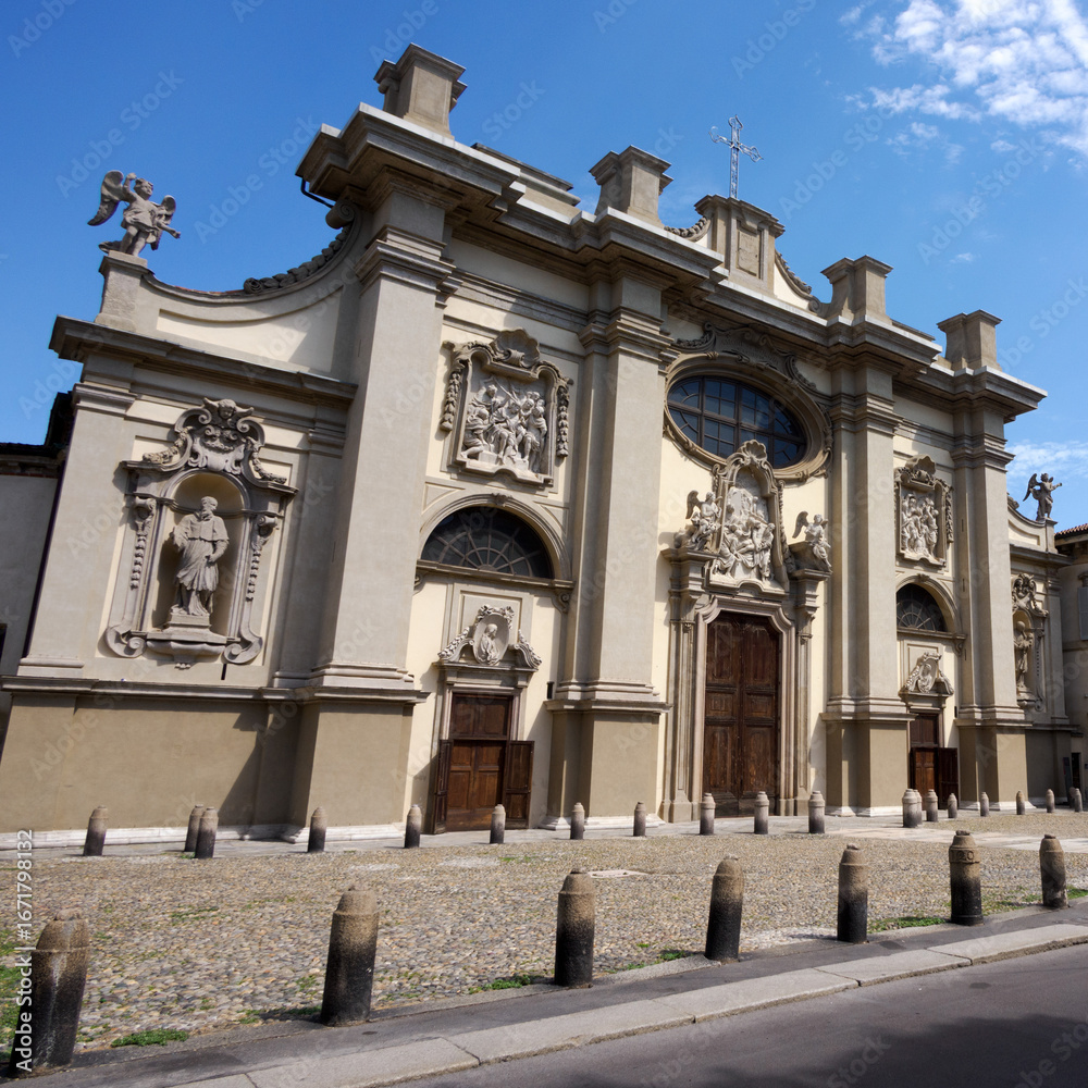 Fototapeta premium Exterior of the historic Santa Maria della Passione church in Milan, Italy