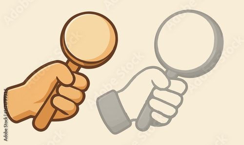 Stylized Search Icon – Hand Holding Magnifying Glass, hand, glass, magnifying, idea, search, holding, icon