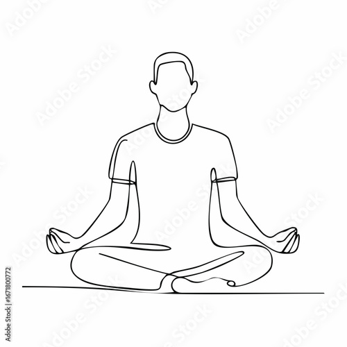 Man meditating in lotus position on floor during yoga session showing mindfulness and inner peace. showing amazing visual quality and appeal.