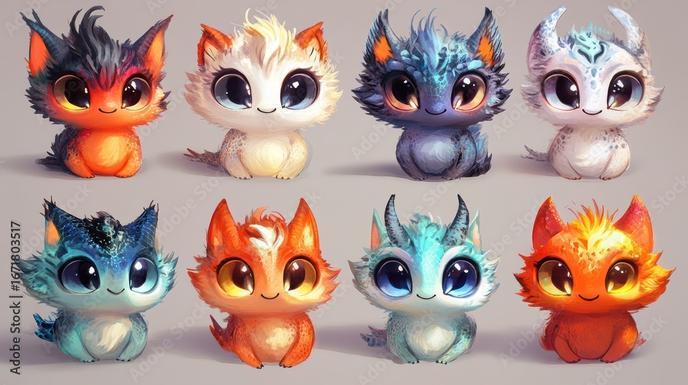 Fototapeta premium Cute fantasy creatures