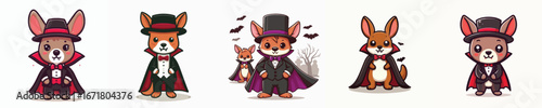 cute kangaroo vector in Dracula costume