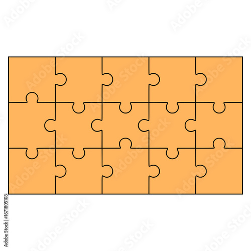 5 x 3 jigsaw puzzle flat color vector illustration template design