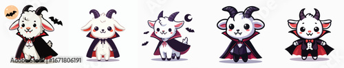 cute goat vector in Dracula costume