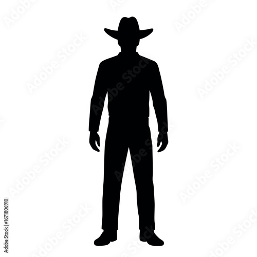Cowboy man silhouette, western ranch worker design