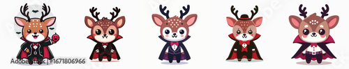 cute deer vector dressed as dracula