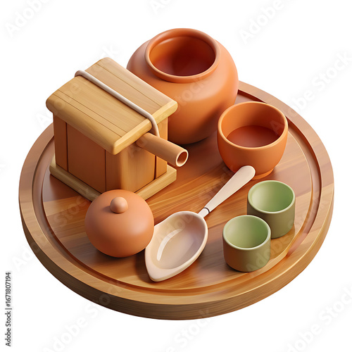 clay pots on a white