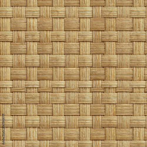  Detailed close up of woven bamboo forming an intricate square grid pattern