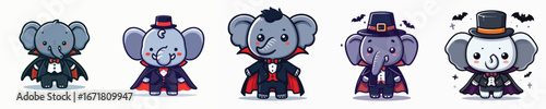 cute elephant vector wearing Dracula costume