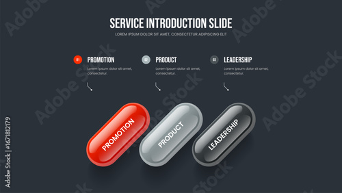 Modern Plan Slideshow Design Vector Illustration. Advertising Overview 3 Step Infographic Frame Template. Digital Briefing Three Option Diagram Presentation Layout.