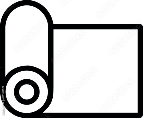 Simple line art of a rolled up yoga mat for fitness and wellness