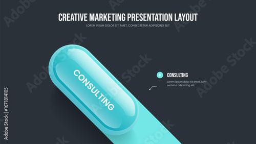 Marketing Report Slide Template Vector Illustration. Project Strategy 1 Step Diagram Presentation Design. Business Performance One Option Infographic Frame Layout.
