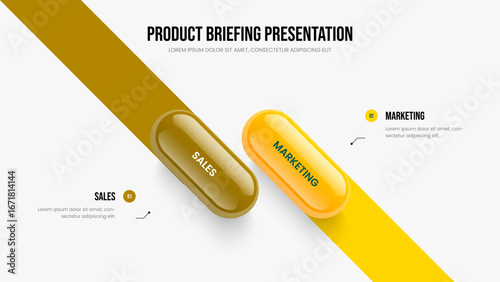 Digital Insight Two Option Diagram Slideshow Design. Financial Portfolio Presentation Layout Vector Illustration. Corporate Solution 2 Element Infographic Frame Template.