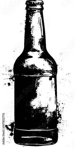 Grunge black and white beer bottle concept for urban art and design projects