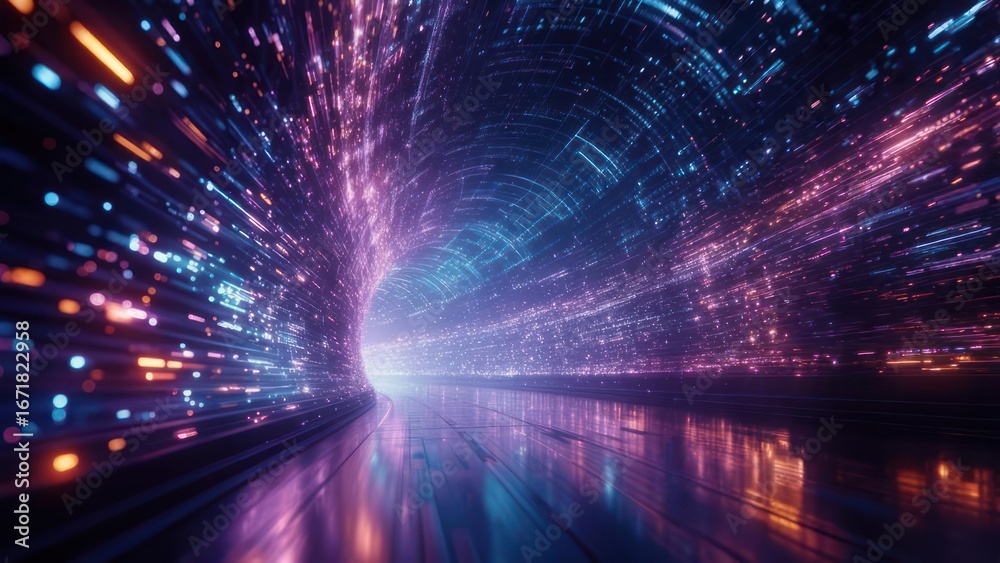 Fototapeta premium Abstract tunnel with vibrant lights