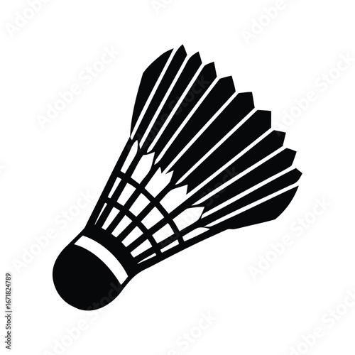 Black and White Badminton Shuttlecock Icon Design for Sports and Recreation, badminton shuttlecock silhouette vector illustration
