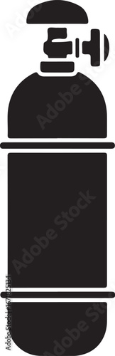 Black icon of a gas cylinder with a valve and hose propane tank fuel tank