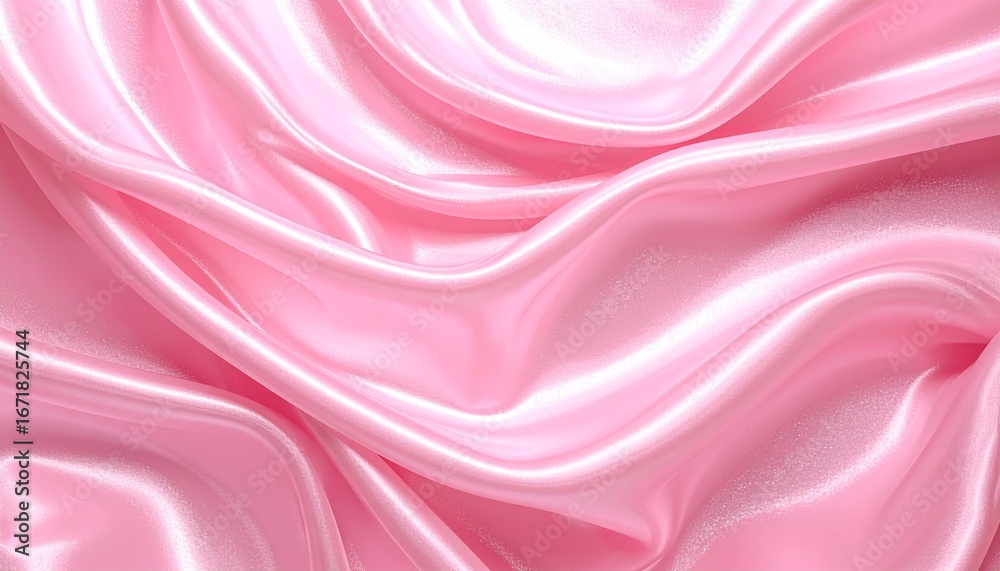 Fototapeta premium Elegant pink silk fabric with flowing waves creates a luxurious and soft backdrop for designs and textiles