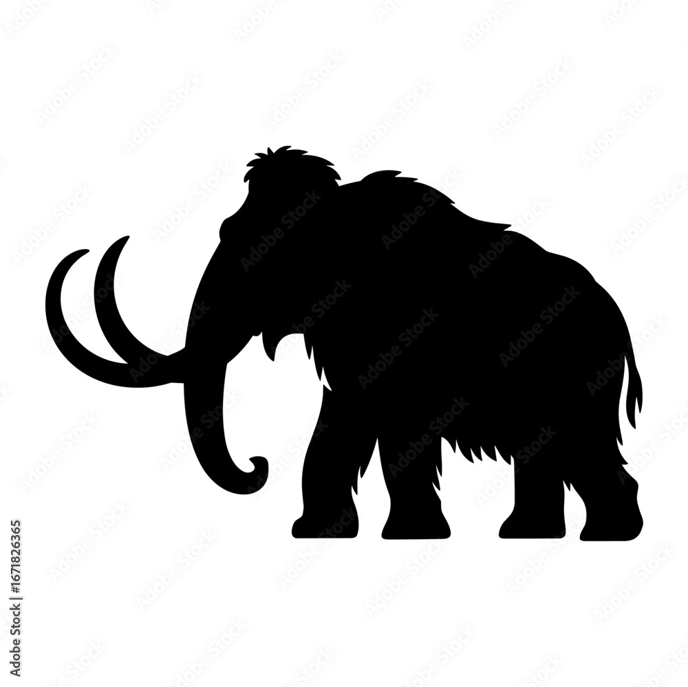Fototapeta premium Mammoth Silhouette Vector Illustration , Animal Silhouette Element