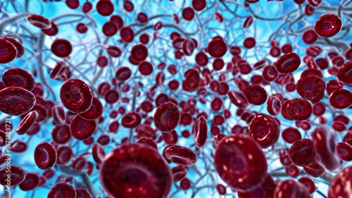 Blood erythrocytes Vascular microscopic scene Blood cell flow