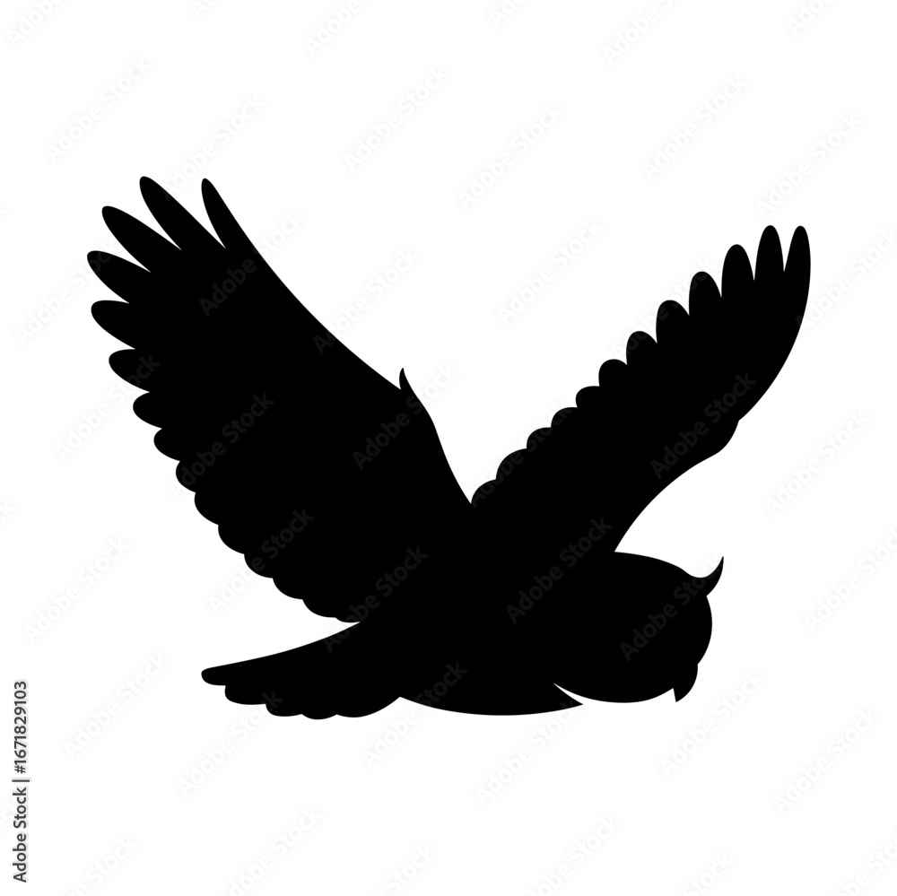Fototapeta premium Owl Silhouette Vector Illustration , Transparent Background