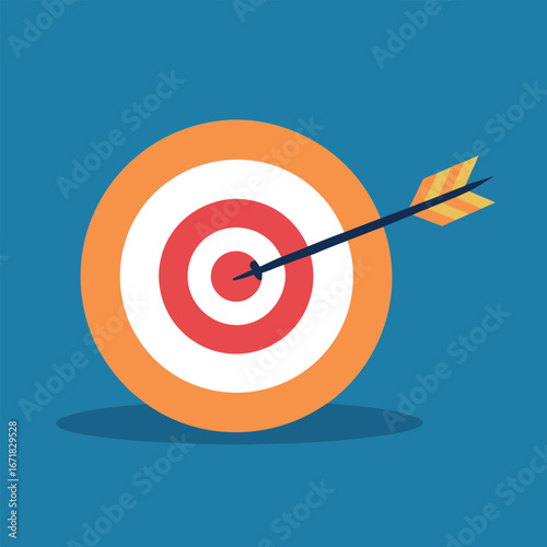 Target with arrow hitting the bullseye center
