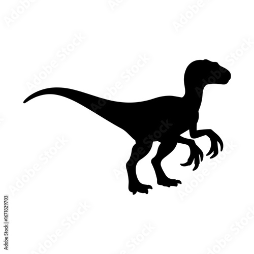 Velociraptor Silhouette Vector Illustration , Transparent Background