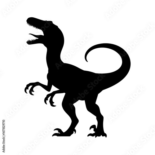 Velociraptor Silhouette Vector Illustration , Transparent Background