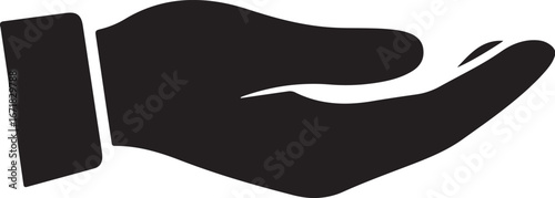 Black open hand silhouette offering something vector