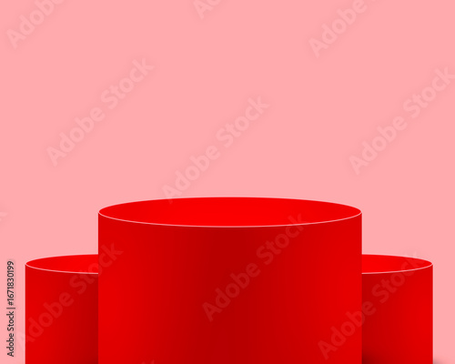Glossy Red 3D Podium Platform Background