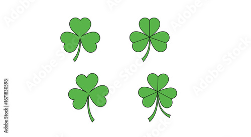 Four leaf clover good luck symbols green nature botanical illustration design elements