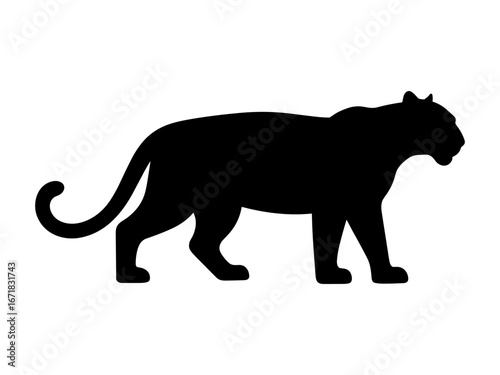 Tiger Silhouette Vector Illustration , Animal Silhouette Vector