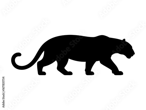 Tiger Silhouette Vector Illustration , Animal Silhouette Vector