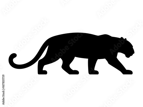 Tiger Silhouette Vector Illustration , Animal Silhouette Vector
