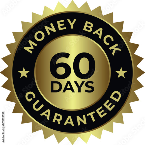 60 day money back guarantee badge seal label vector illustration