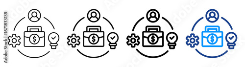 Business Model Icon Different Style Outline Collection Set