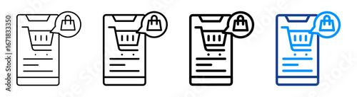 Mobile Shopping Icon Different Style Outline Collection Set
