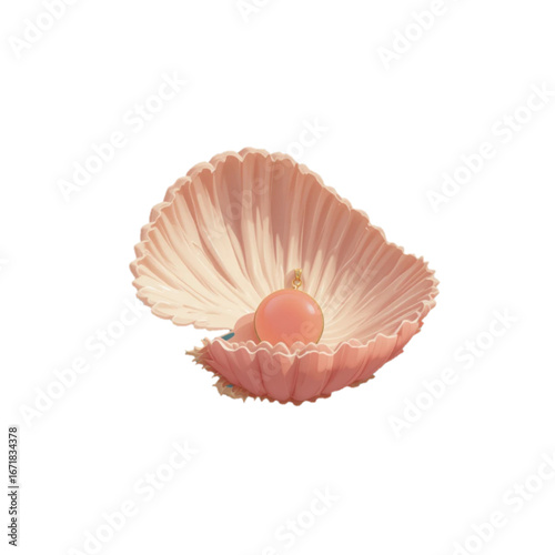 Vector illustration of a pearl inside a sea shell's mouth