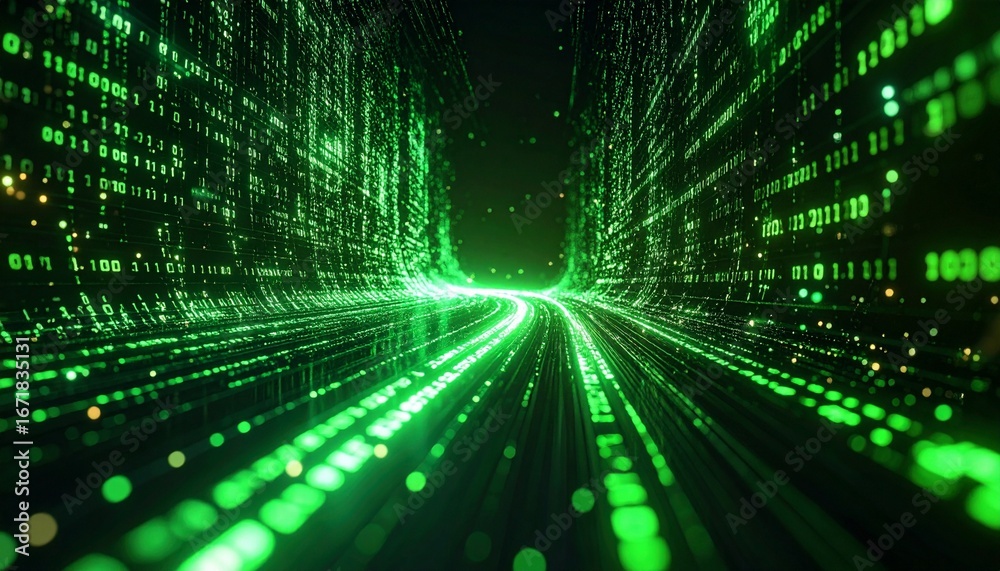 Glowing Green Holographic Data Tunnel 輝く緑のホログラムデータトンネル Glowing Green Holographic Data Tunnel 輝く緑のホログラムデータトンネル