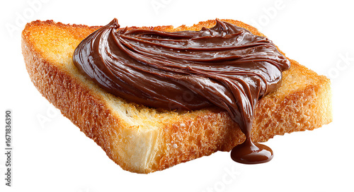 Tasty Bread Slice with Chocolate Spread Isolated on Transparent Background, png