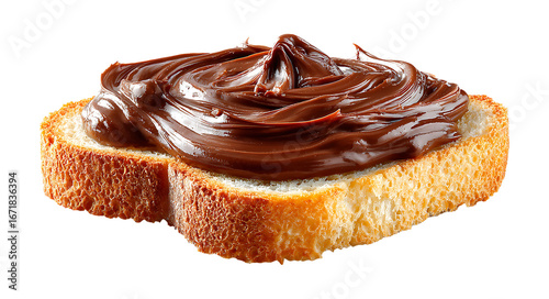 Slice of Bread with Chocolate Spread Isolated on Transparent Background, png