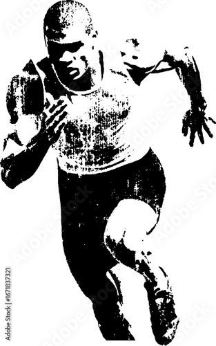 Dynamic athlete in motion stencil art for sports design