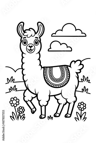 coloring page llama alpaca 