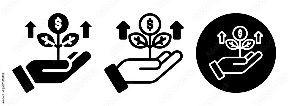 Fototapeta premium Growth Icon Collection Glyph & Mixed Style