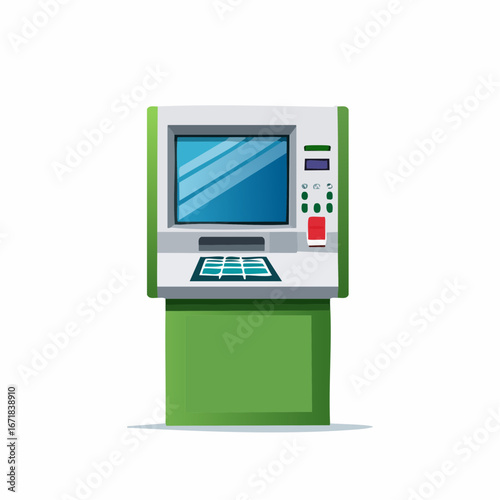 Cartoon ATM Machine Illustration: Financial Transaction Point for Banking Needs