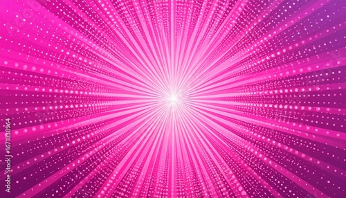 Vibrant pink burst with shimmering dots, energetic background for celebrations and promotions
