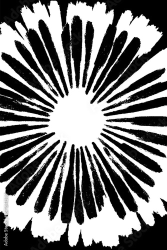 High contrast black and white floral burst design for posters and prints