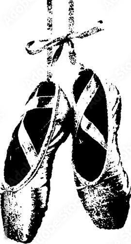 Ballet pointe shoes high contrast black and white stencil design for dance art and decor