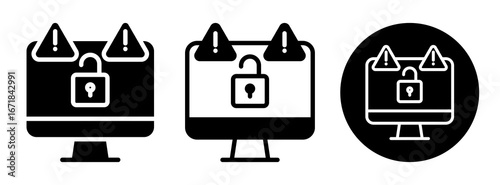 Security Breach Icon Collection Glyph & Mixed Style