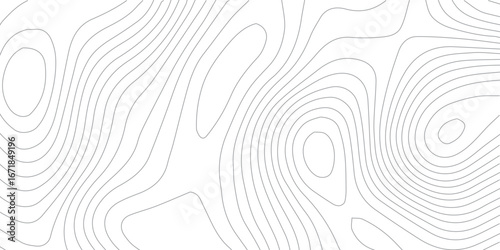 Abstract modern topographic contour map seamless pattern with mountain terrain relief, elevation lines, black and white drawing design