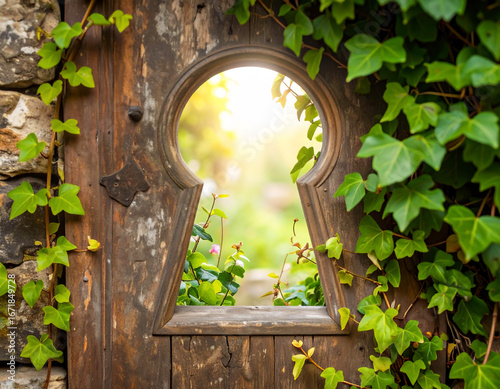Mysterious Doorway Keyhole Secret Garden Background